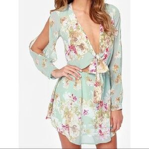 COTTON CANDY Tie Front Blue Floral Dress Size Large